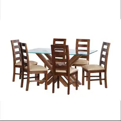 LATAM HOME - JUEGO DE COMEDOR MERIDA 6 SILLAS GRANADA PU BEIGE