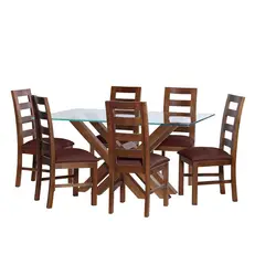 LATAM HOME - JUEGO DE COMEDOR MERIDA 6 SILLAS GRANADA PU CHOCOLATE