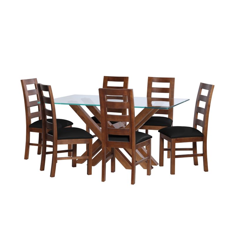 LATAM HOME - JUEGO DE COMEDOR MERIDA 6 SILLAS GRANADA PU NEGRO