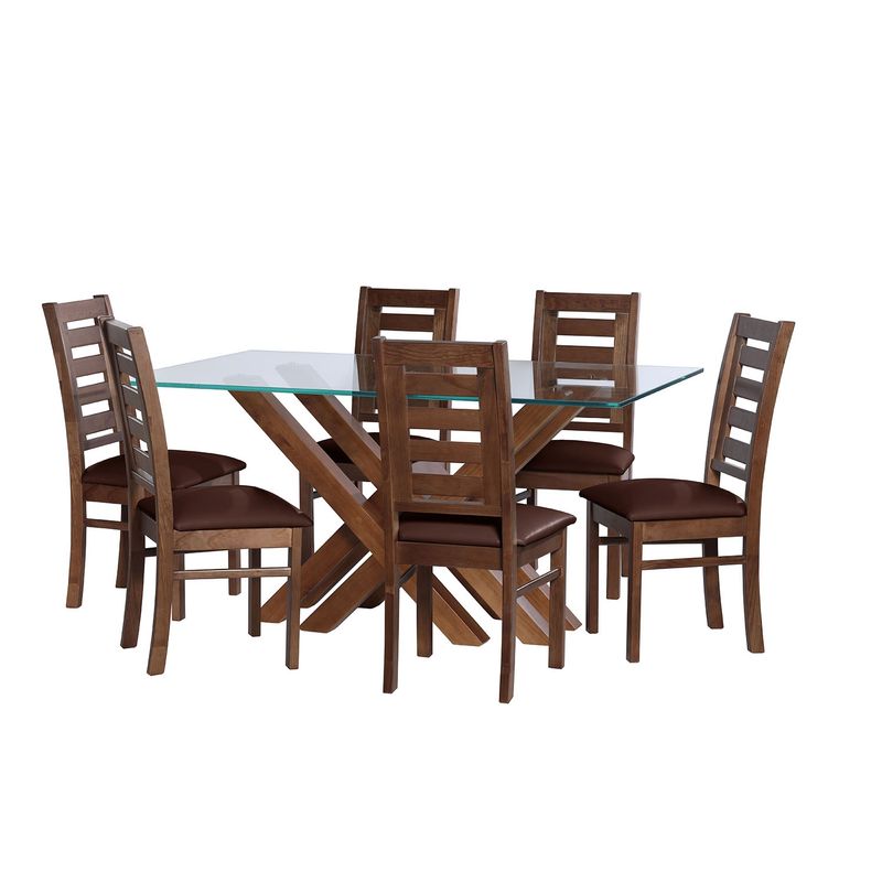 LATAM HOME - JUEGO DE COMEDOR MERIDA 6 SILLAS MURCIA PU CHOCOLATE