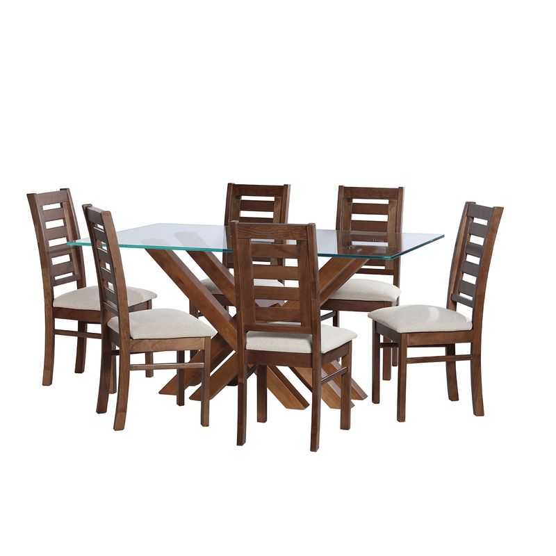 LATAM HOME - JUEGO DE COMEDOR MERIDA 6 SILLAS MURCIA LINO BLANCO