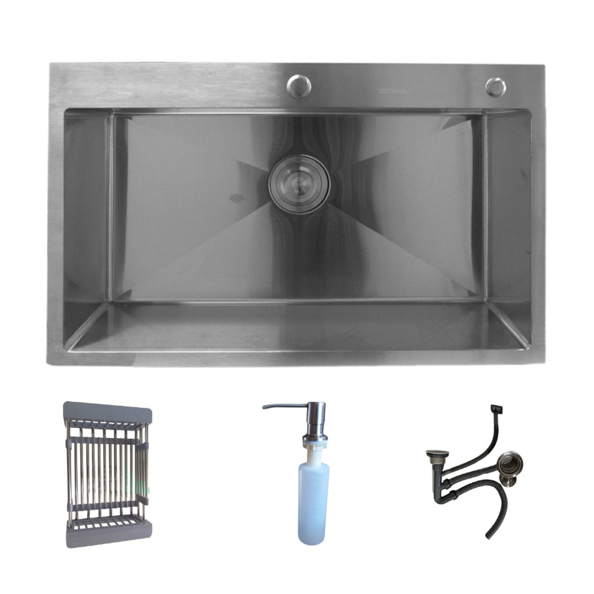 MODERN SPACE - Lavaplatos 75x45 Cm Plateado Deluxe + Rejilla y dispensador