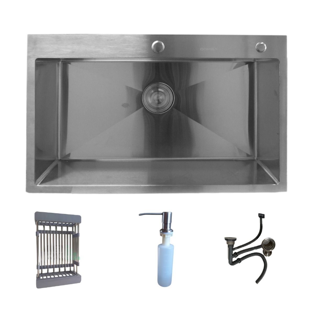 MODERN SPACE - Lavaplatos 75x45 Cm Plateado Deluxe + Rejilla y dispensador