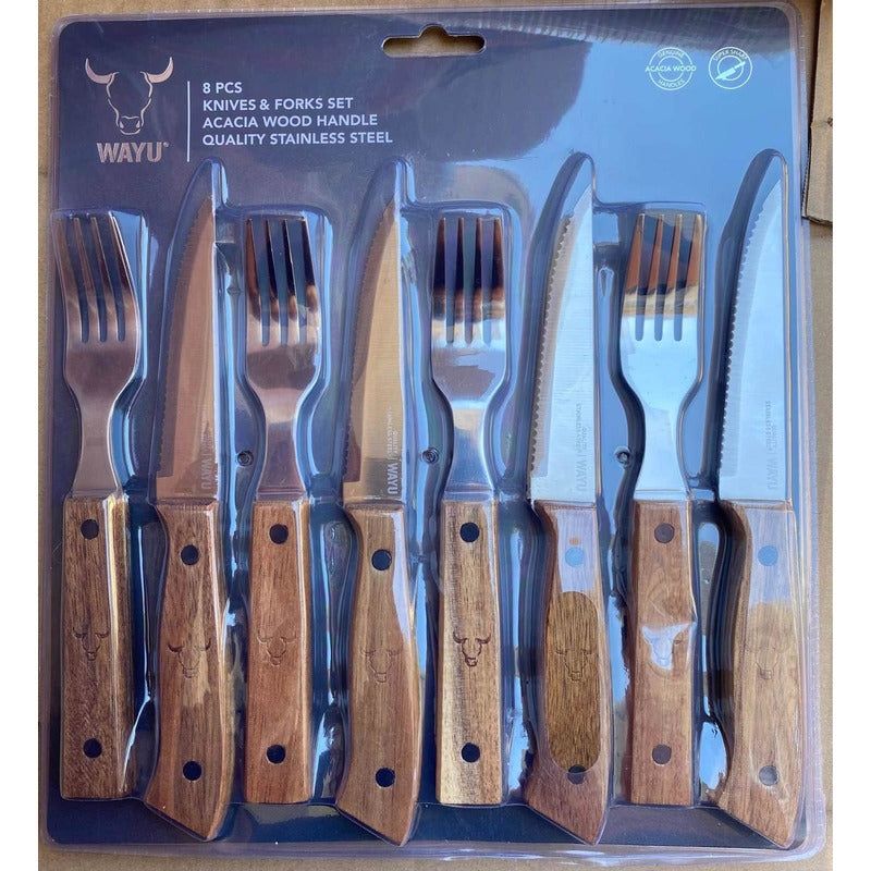 WAYU - Set Cuchillos + Tenedores Para Asados 8pcs Wayu