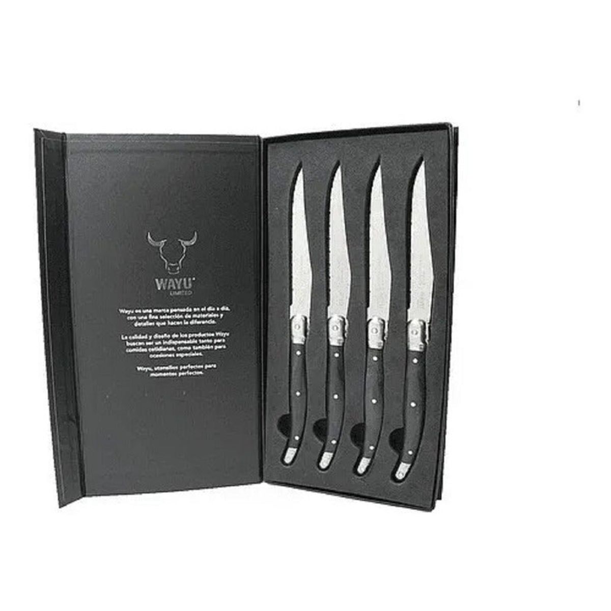 WAYU - Set 4 Cuchillos Black Mesa Carne Wayu Limited Asado Cocina