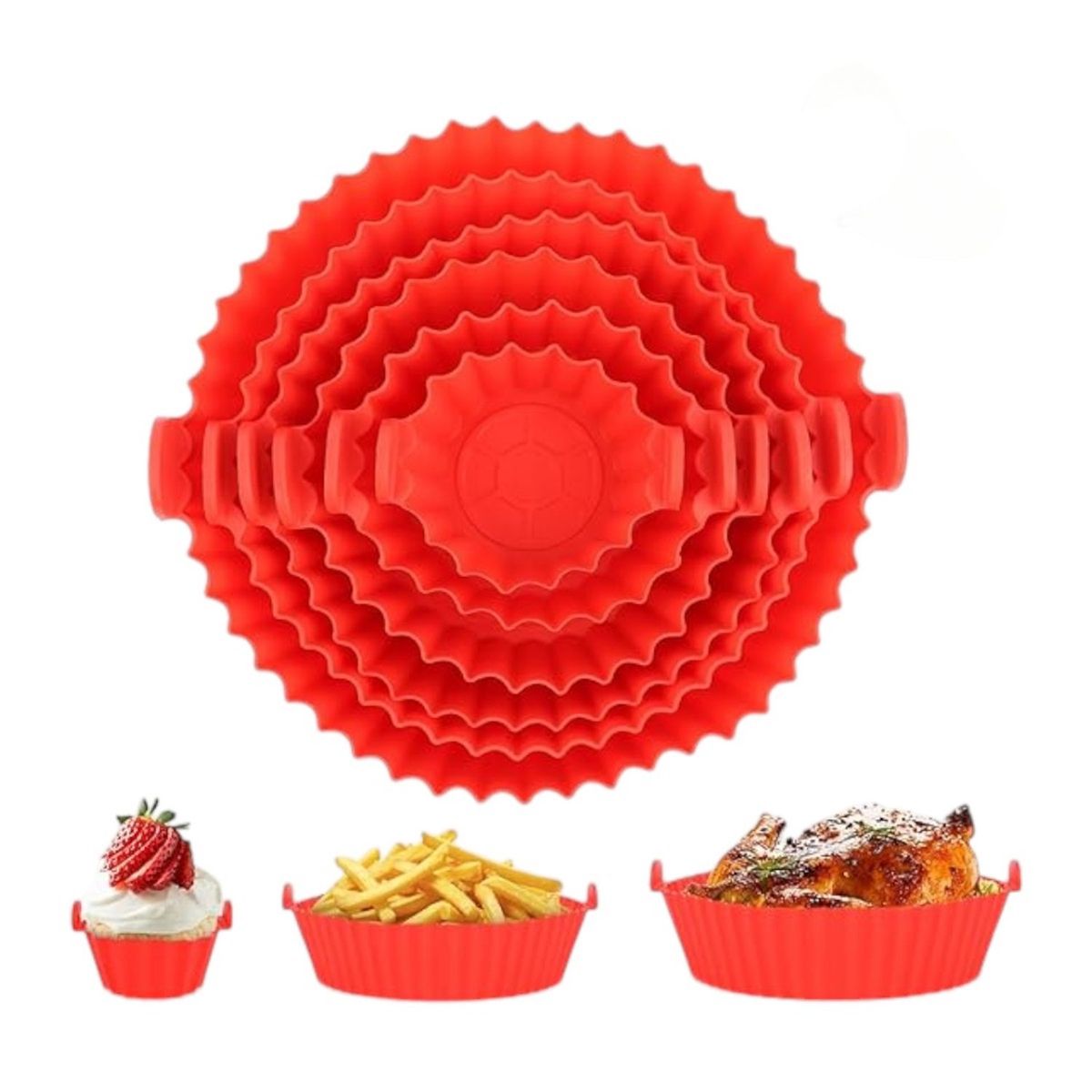 GENERICO - 6 Forro silicona para airfryer para freidora silicona redondo