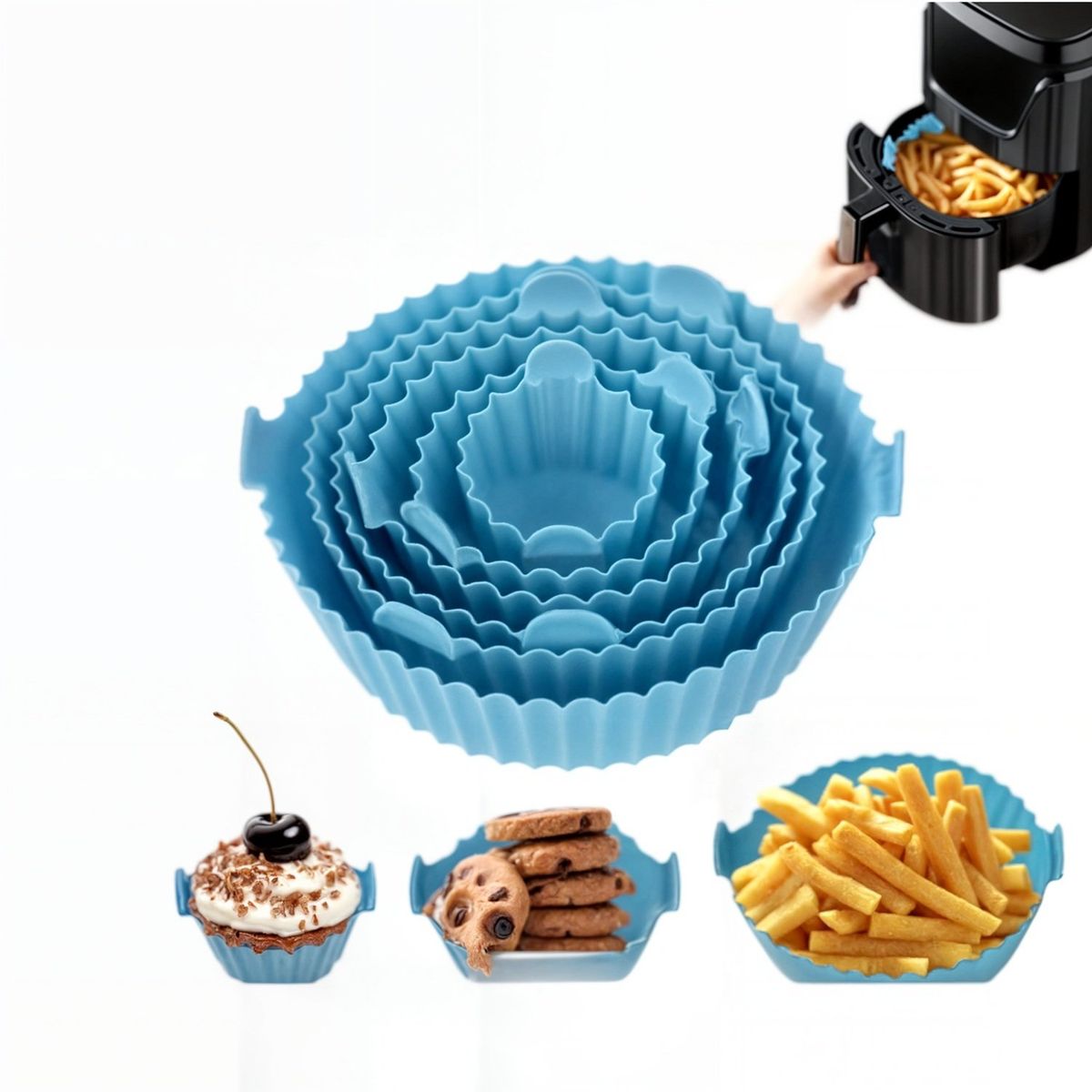 GENERICO - 6 Forro silicona para airfryer para freidora silicona redondo