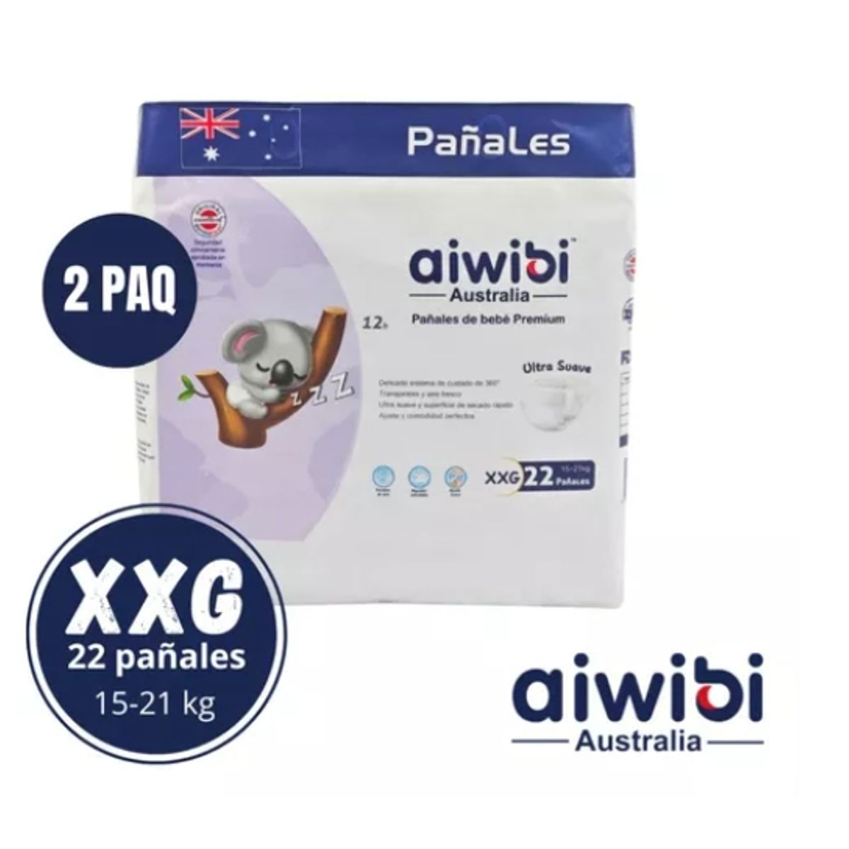 GENERICO - Pañales Aiwibi Ultra Suave XXG (X2) 44 Und