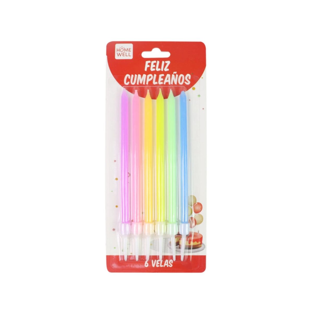 HOMEWELL - Velas Cumpleaños Color 6pcs HOMEWELL