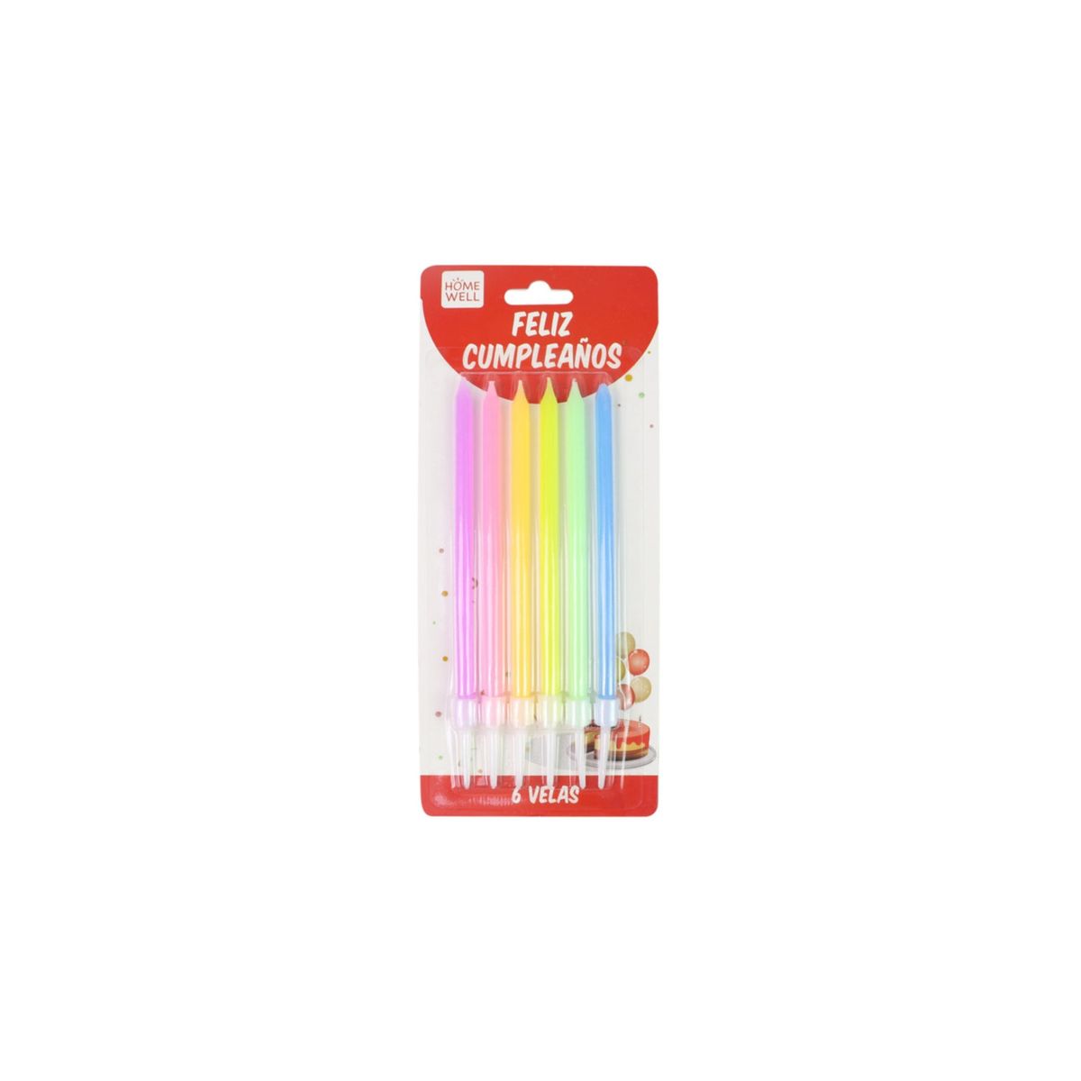 HOMEWELL - Velas Cumpleaños Color 6pcs HOMEWELL