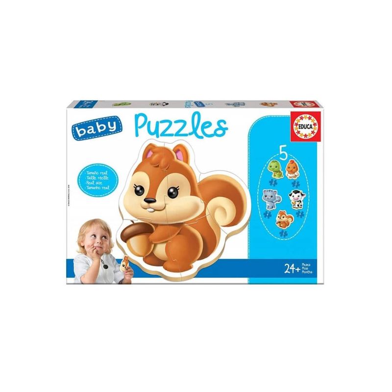 EDUCA - Puzzle Infantil 3 A 5 Piezas Diseño 5 Animales - SC