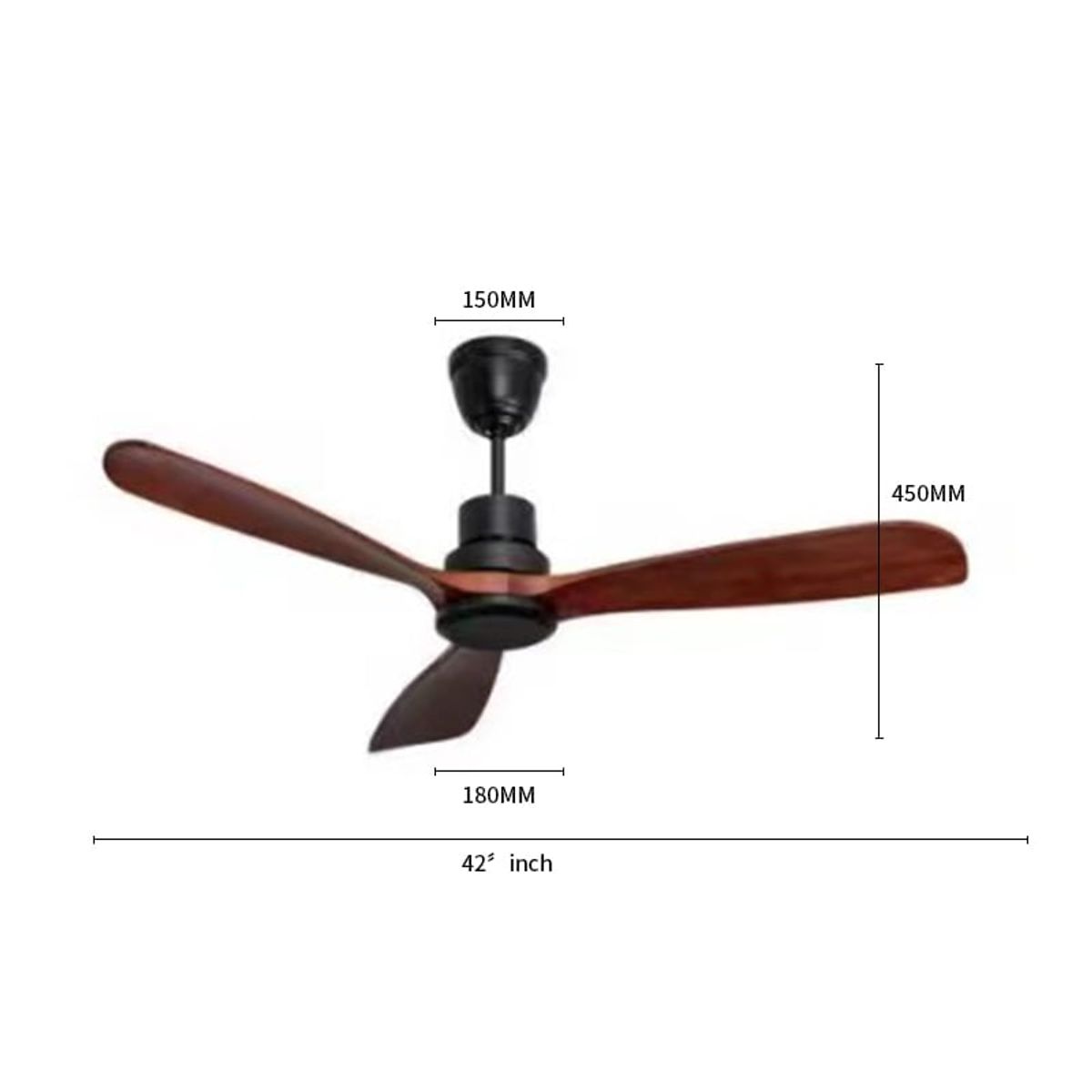 TEVERE - Ventilador de Techo 3 Aspas Negro