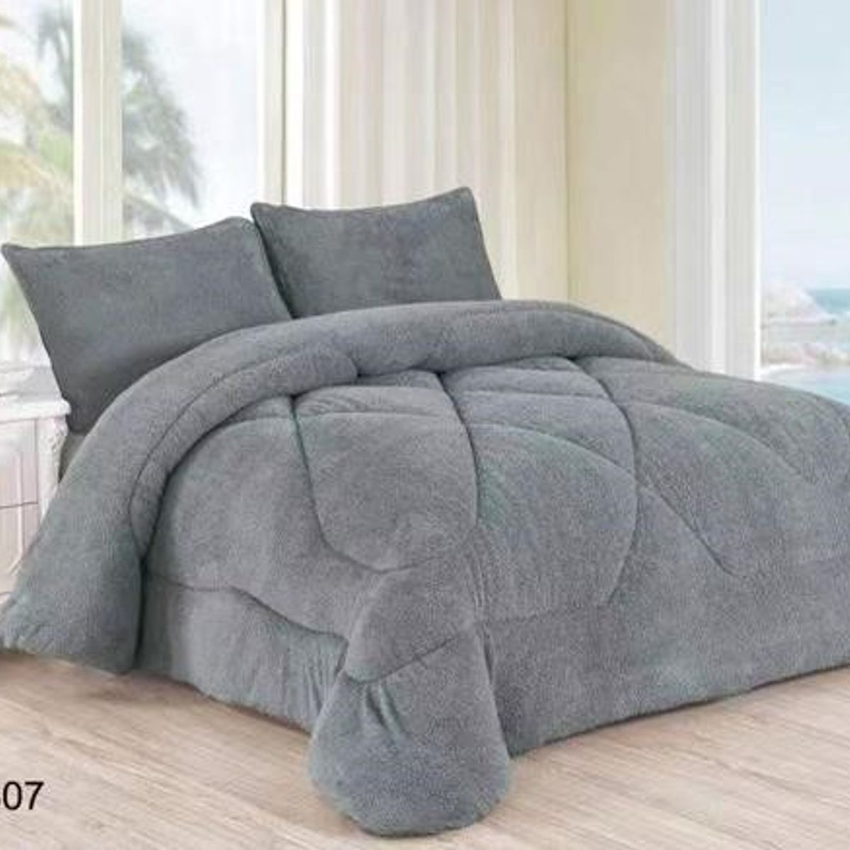 GENERICO - COBERTOR GRIS UNICOLOR PLUSH CON CHIPORRO 2 PLAZA ROUSS