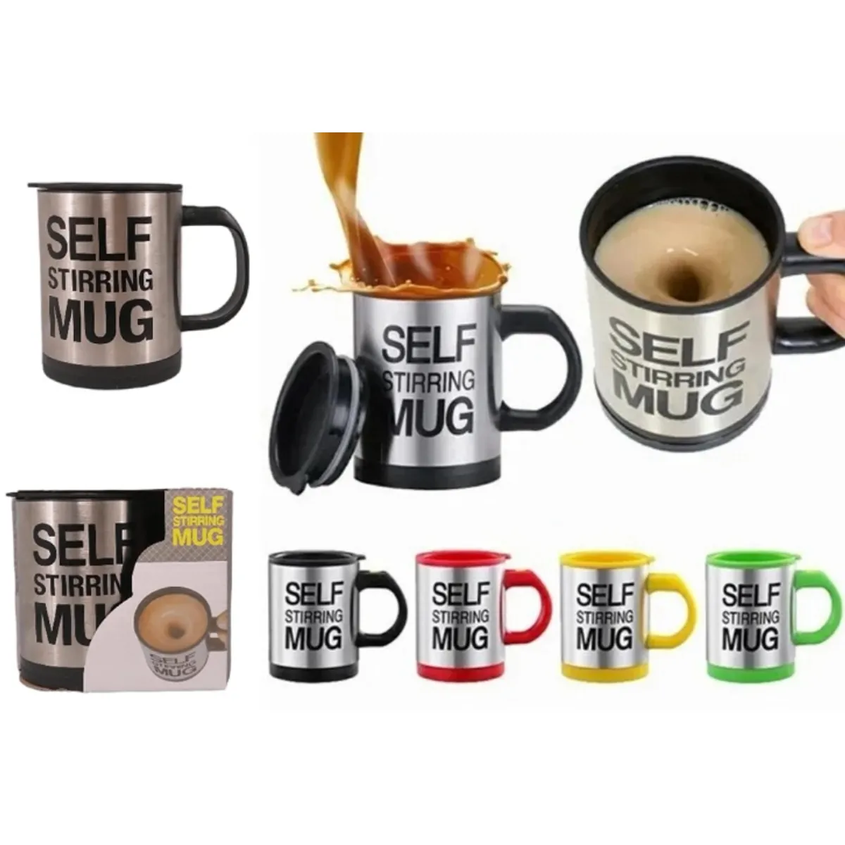 GENERICO - Taza Revolvedora Mezcladora De Cafe Automatica Negro