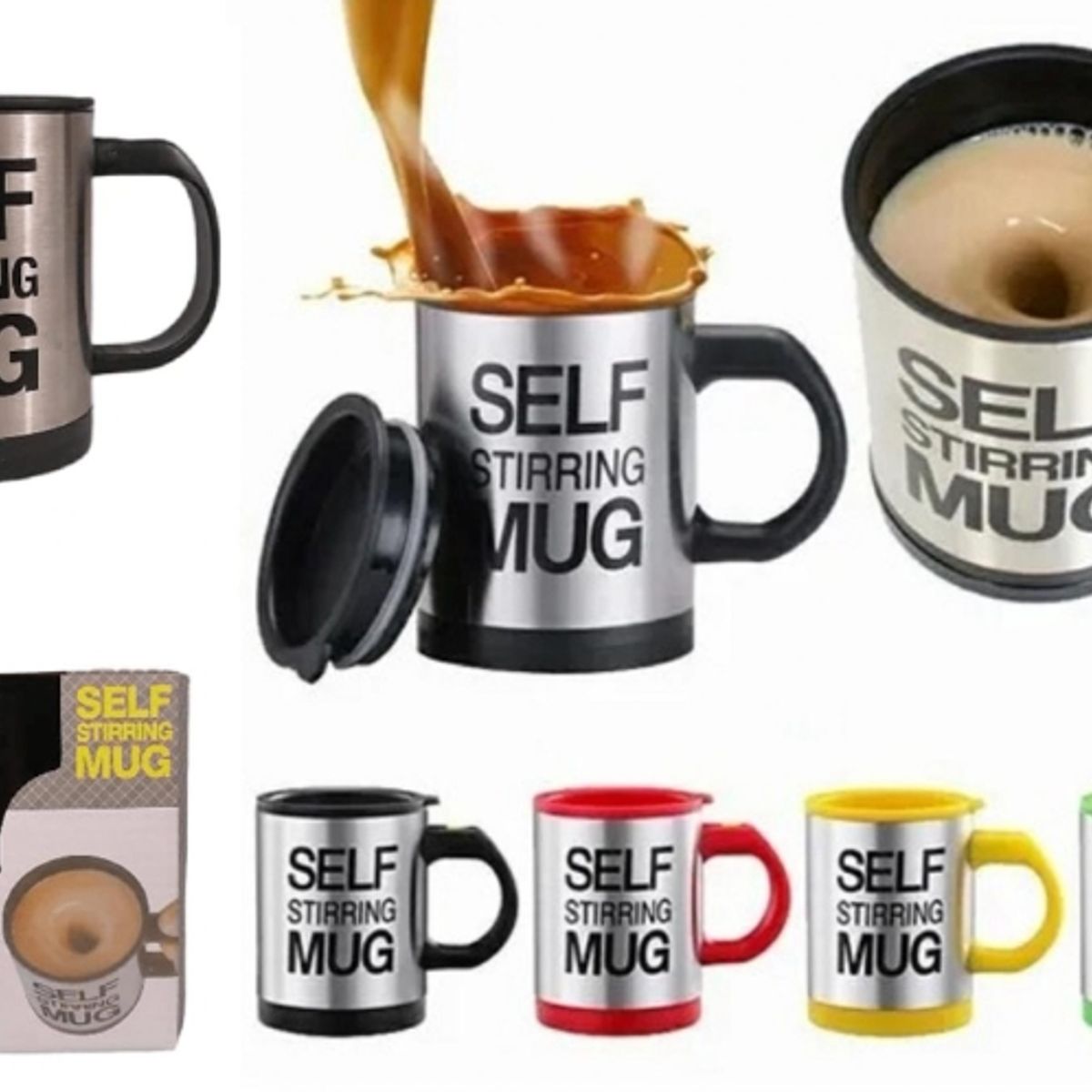 GENERICO - Taza Revolvedora Mezcladora De Cafe Automatica Rojo