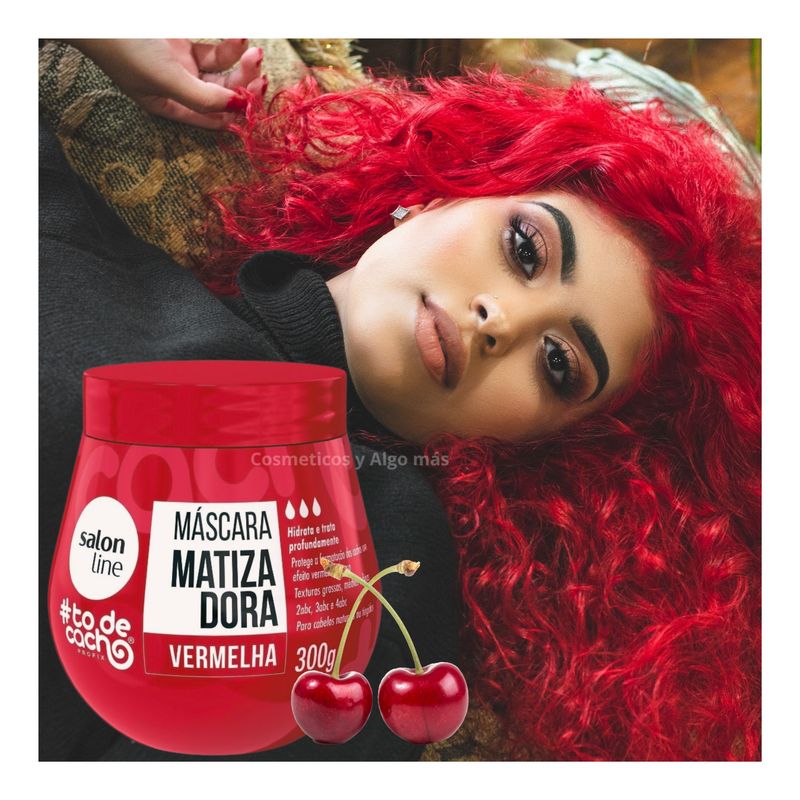 SALON LINE - Mascara matizadora color rojo cereza para cabellos ondulados a rizados