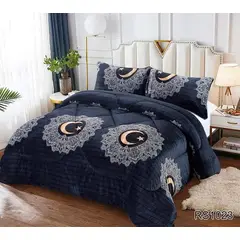 GENERICO - COBERTOR AZUL OSCURO DISEÑO LUNA PLUSH CON CHIPORRO 2 PLAZA ROUSS