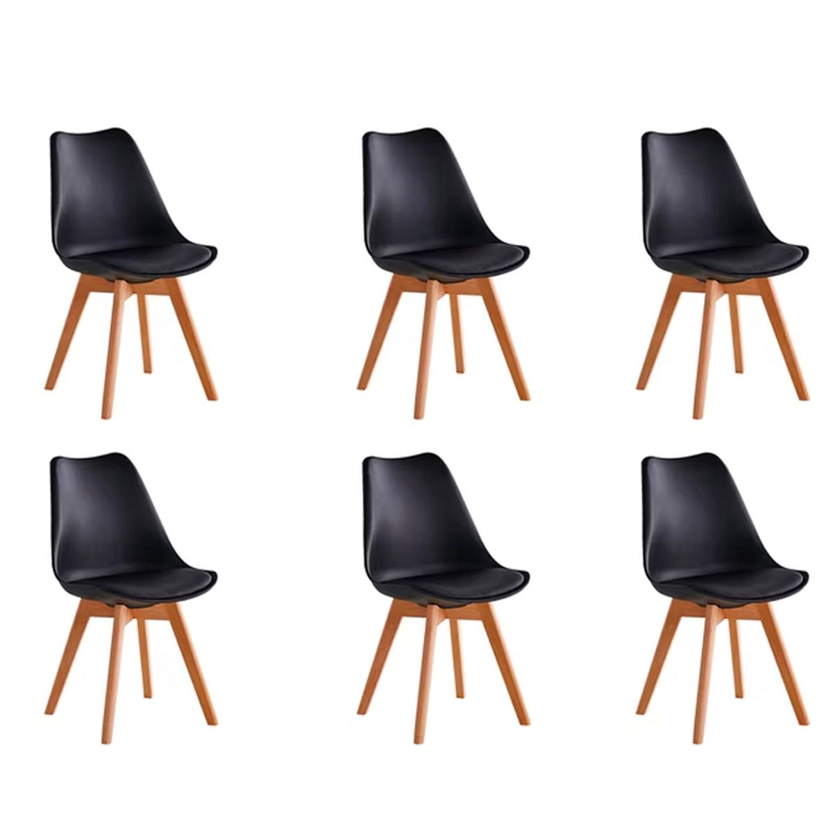 GENERICO - Pack de 6 Silla Clasica Estilo Tulip NEGRO
