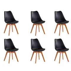 GENERICO - Pack de 6 Silla Clasica Estilo Tulip NEGRO