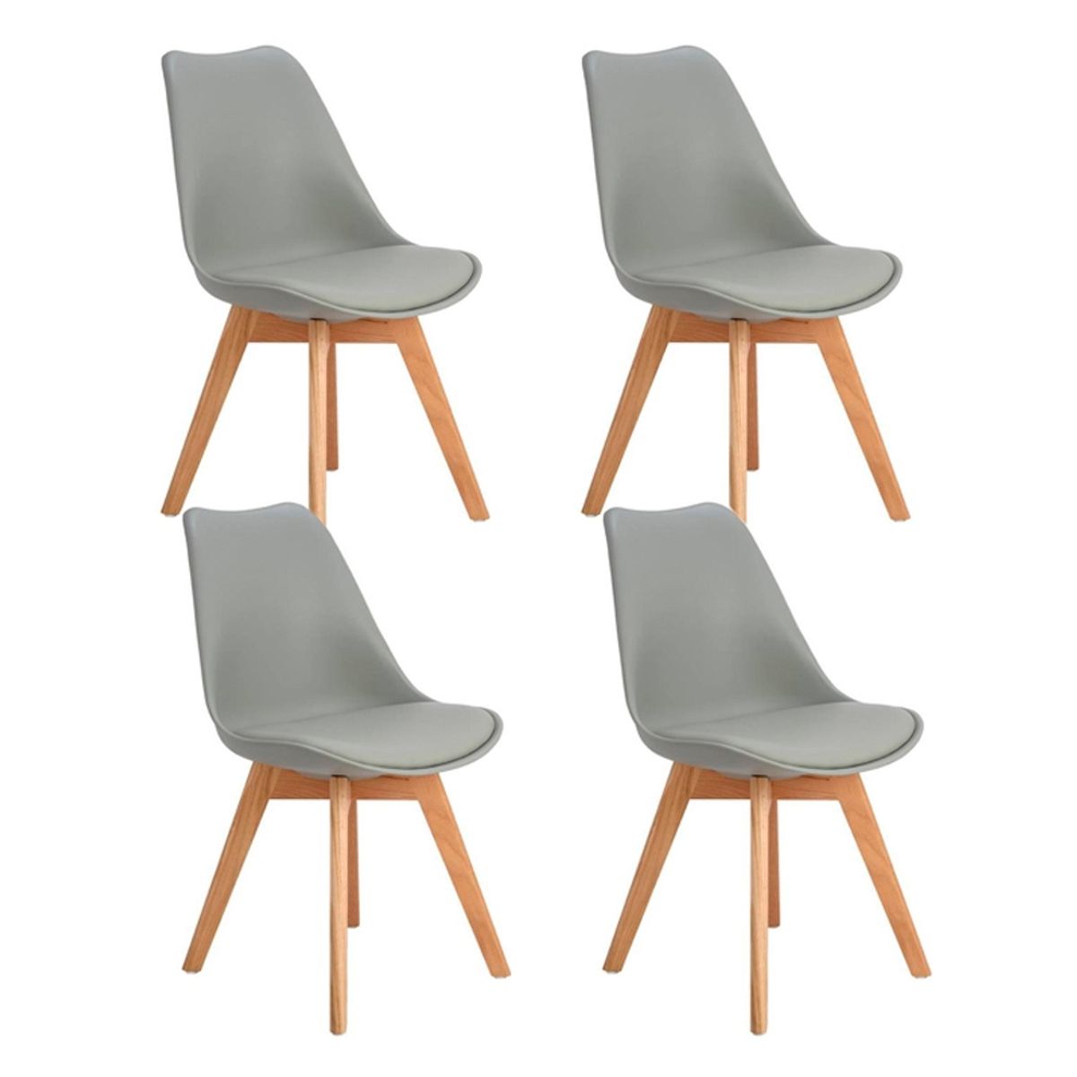 GENERICO - Pack de 4 Silla Clasica Estilo Tulip GRIS