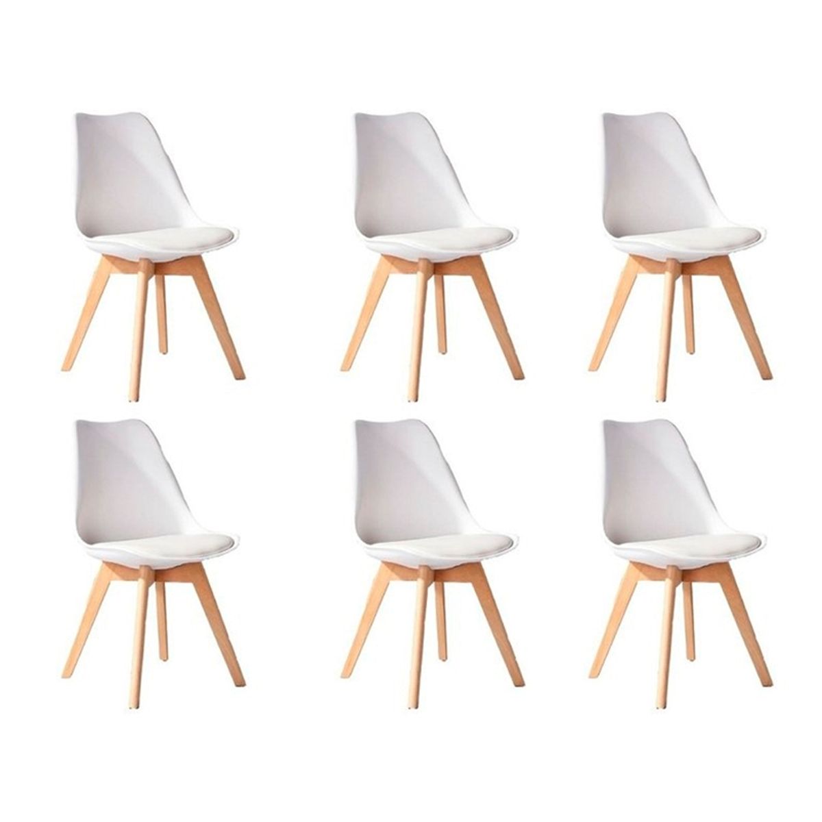 GENERICO - Pack de 6 Silla Clasica Estilo Tulip BLANCO
