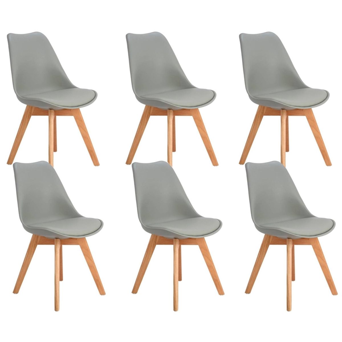 GENERICO - Pack de 6 Silla Clasica Estilo Tulip GRIS
