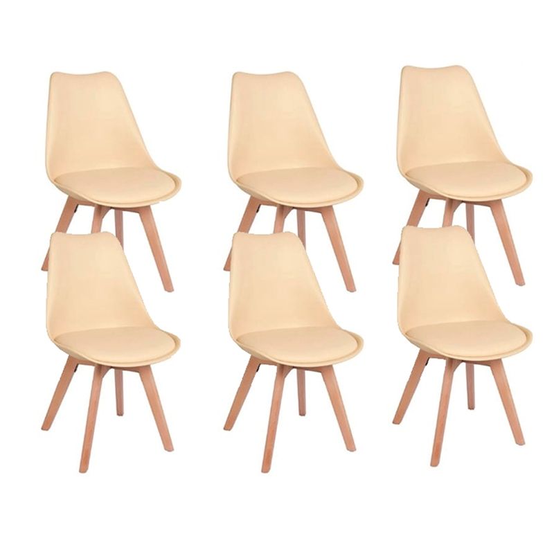 GENERICO - Pack de 6 Silla Clasica Estilo Tulip BEIGE