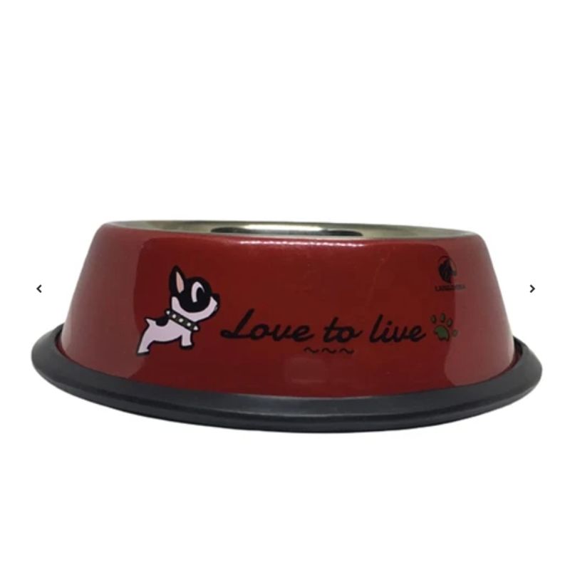 GENERICO - Plato Tazón Comida Agua Acero Inox Mascota Perro Rojo