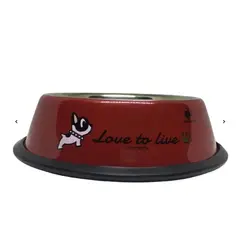 GENERICO - Plato Tazón Comida Agua Acero Inox Mascota Perro Rojo