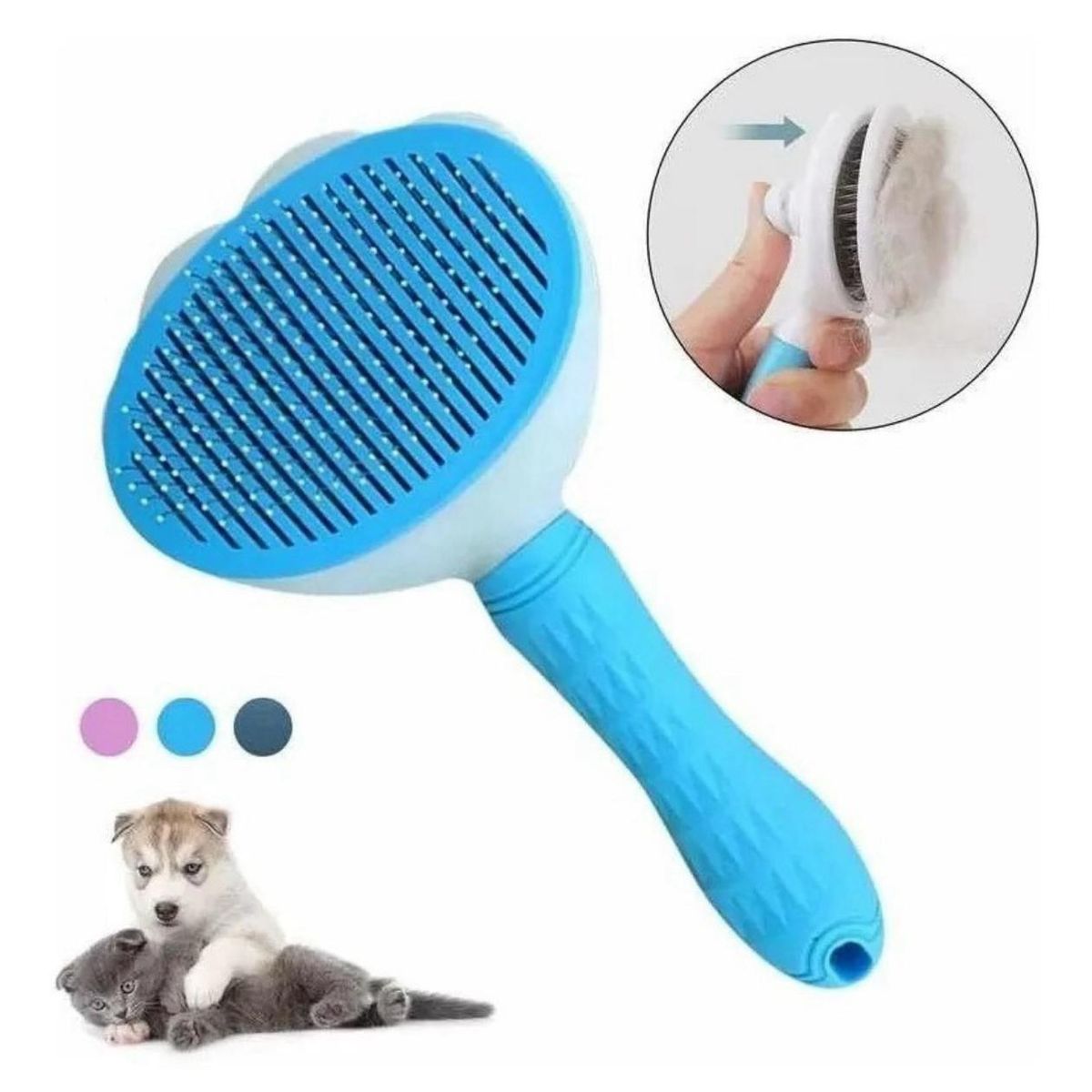 GENERICO - Cepillo Para Perros Y Gatos Para Mascotas Limpieza Celeste