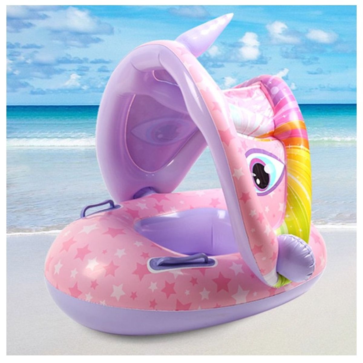 GENERICO - Flotador Inflable De Piscina Para Bebe Con Toldo Rosado