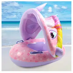 GENERICO - Flotador Inflable De Piscina Para Bebe Con Toldo Rosado