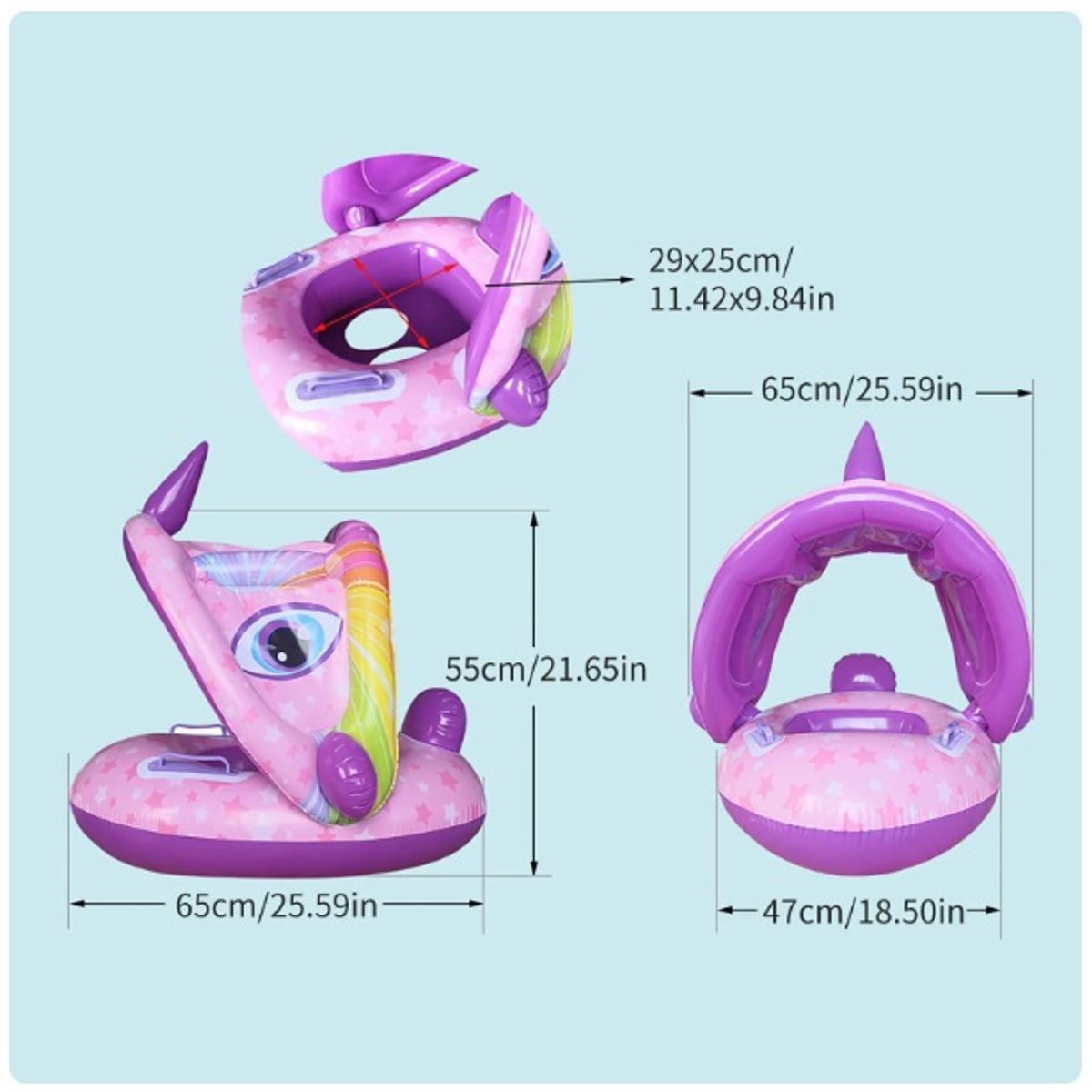 GENERICO - Flotador Inflable De Piscina Para Bebe Con Toldo Rosado