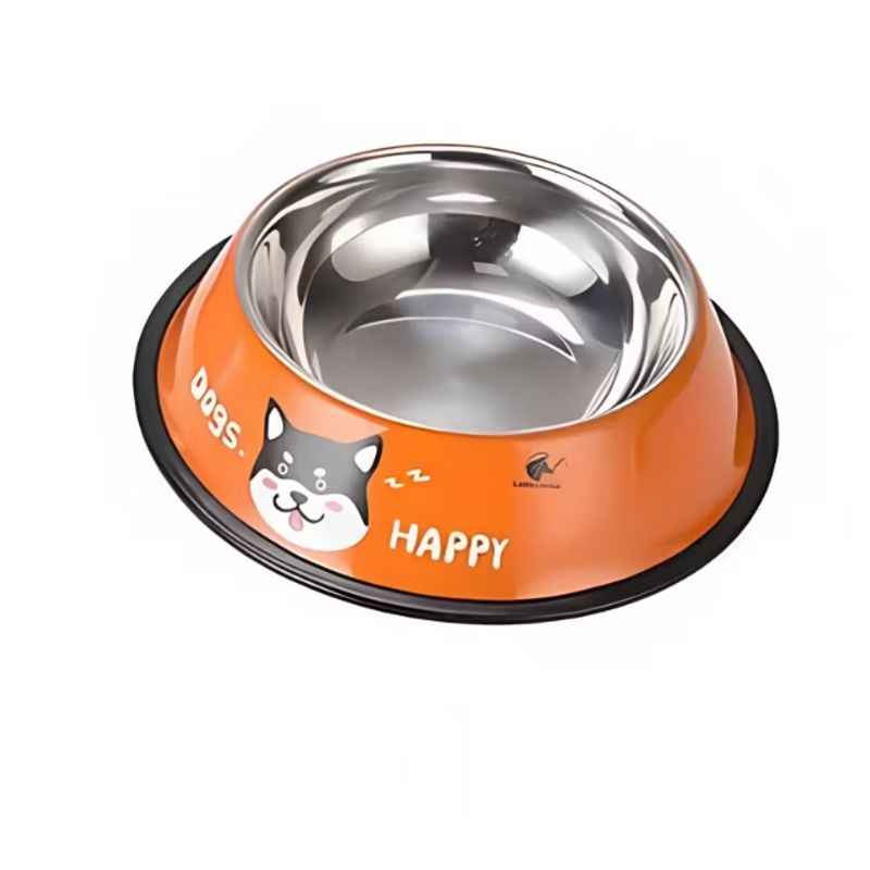 GENERICO - Plato Mascota Metalico 18Cm Naranjo