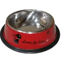 GENERICO - Plato Mascota Perro Gato Comedero Metal 16 Cm Rojo