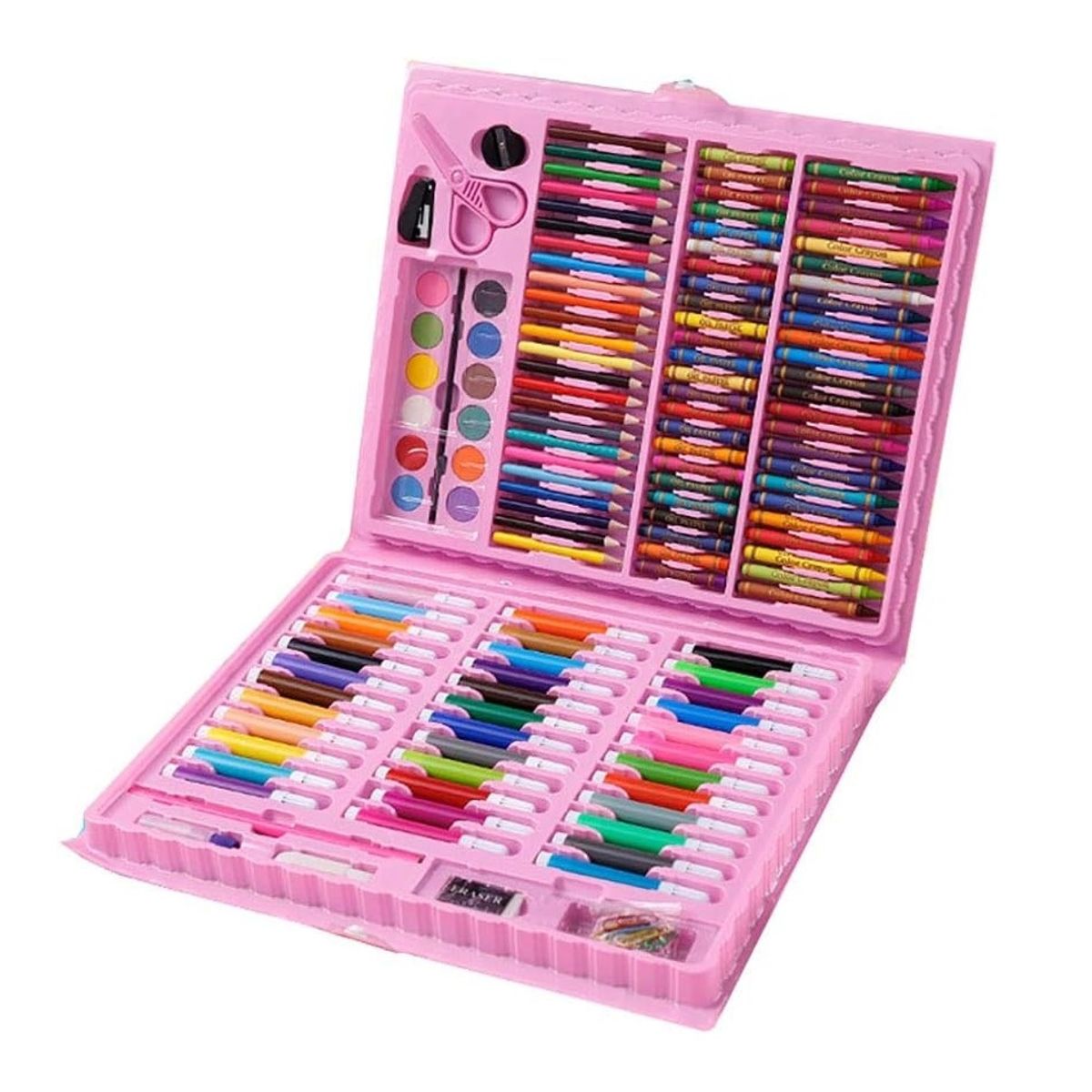 GENERICO - Set 150 Piezas Arte Dibujo Pintura Colorear Rosado