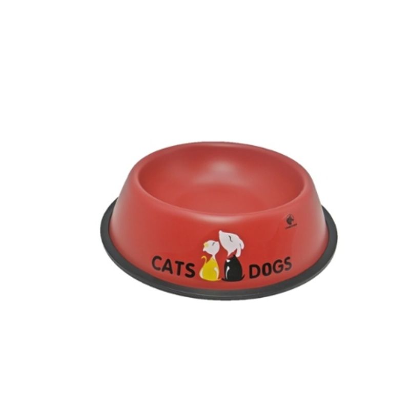 GENERICO - Plato Mascota Perro Gato Comedero Metal 17 Cm Rojo