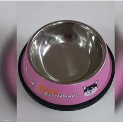 GENERICO - Plato Mascota Perro Gato Comedero Metal 15 Cm Rosa