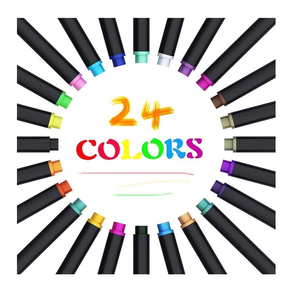 GENERICO - Lapices Tiralínea Fineliner 0,4mm 24 Colores Punta Fina