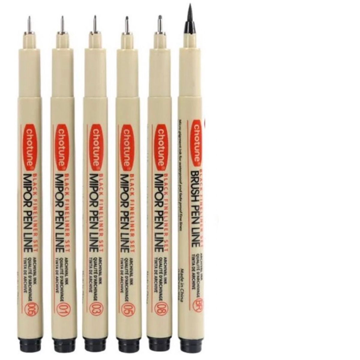 GENERICO - Set 6 Lápices Fineliner Dibujo Color Del Trazo Negro