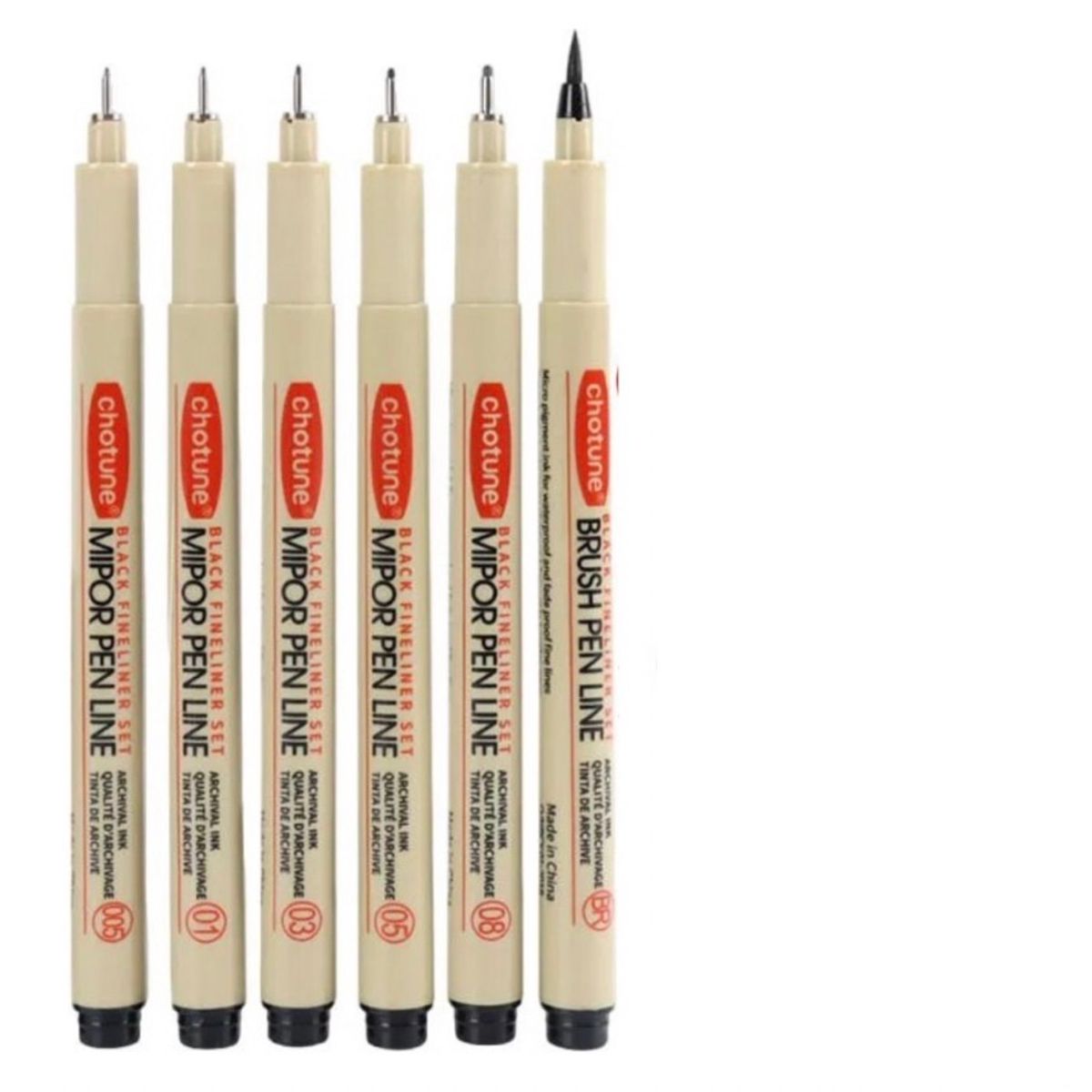 GENERICO - Set 6 Lápices Fineliner Dibujo Color Del Trazo Negro