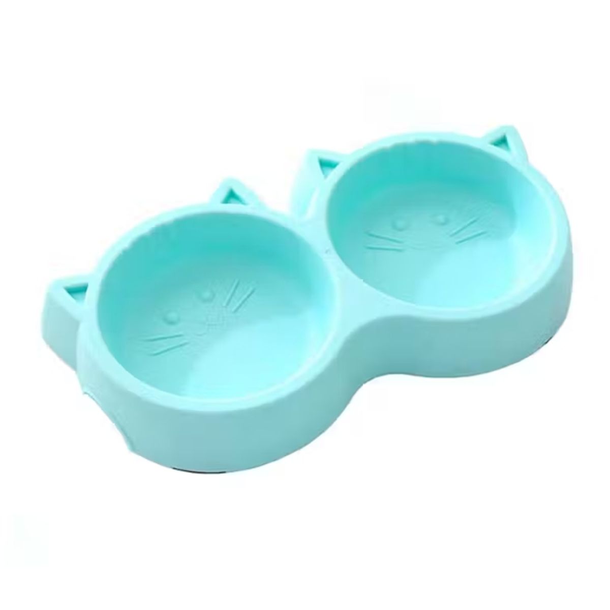 GENERICO - Plato Para Mascotas Doble En Forma De Gato Azul