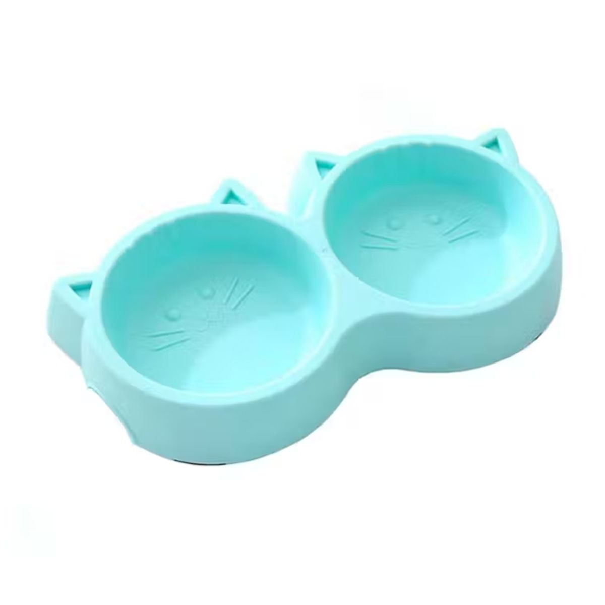 GENERICO - Plato Para Mascotas Doble En Forma De Gato Azul