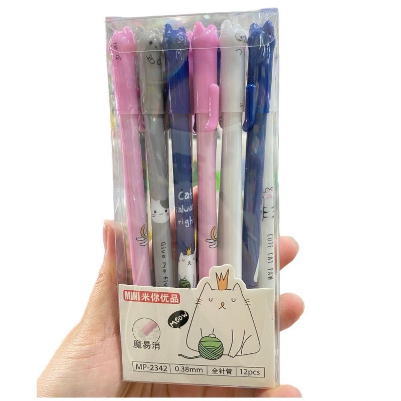 GENERICO - Lapiceros Borrables Gatitos Pack 12