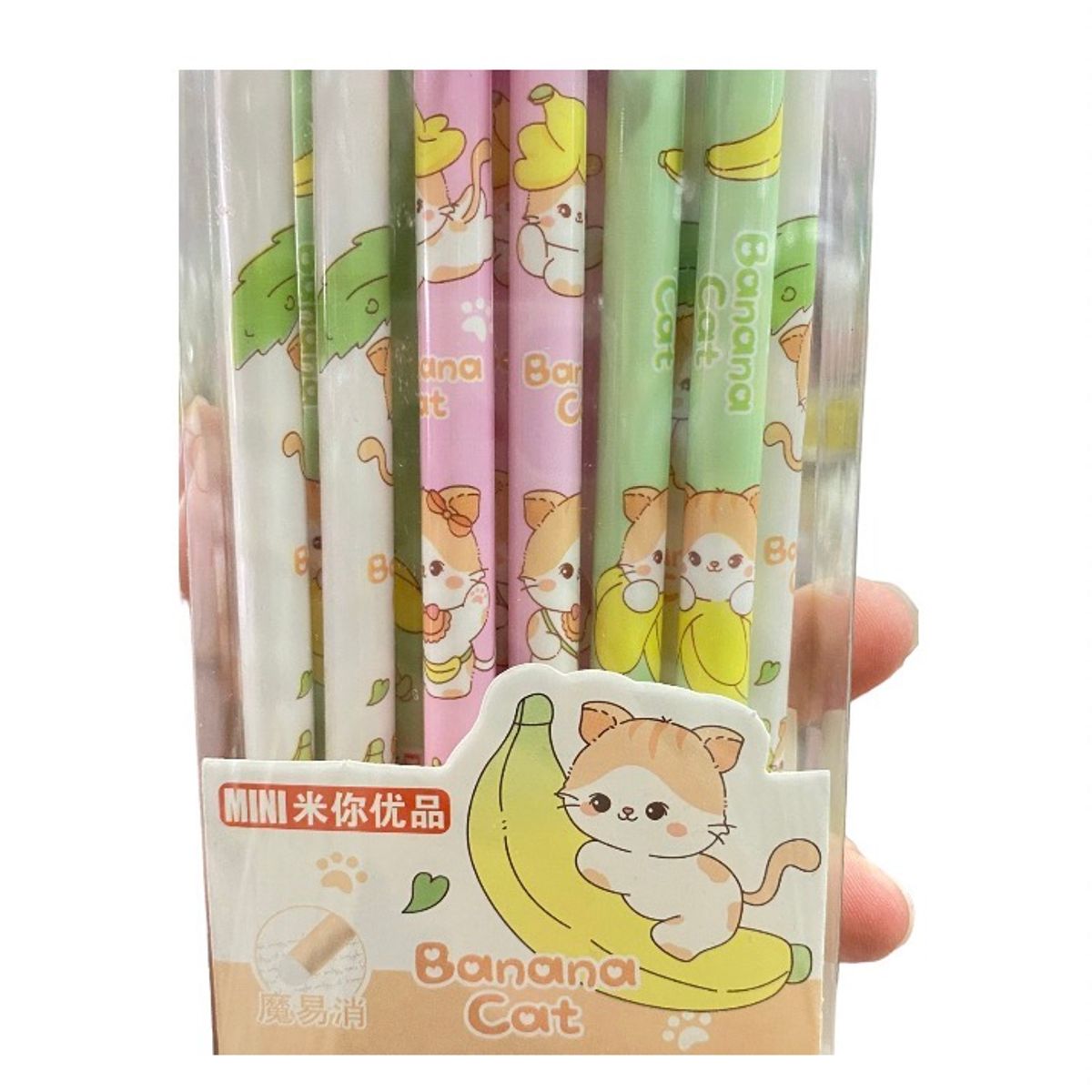 GENERICO - Lapiceros Borrables Pack 12 Diseño Gato Kawaii