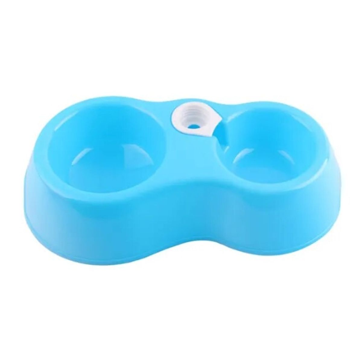 GENERICO - Cuenco Doble Para Perros Y Gatos Celeste Plastico