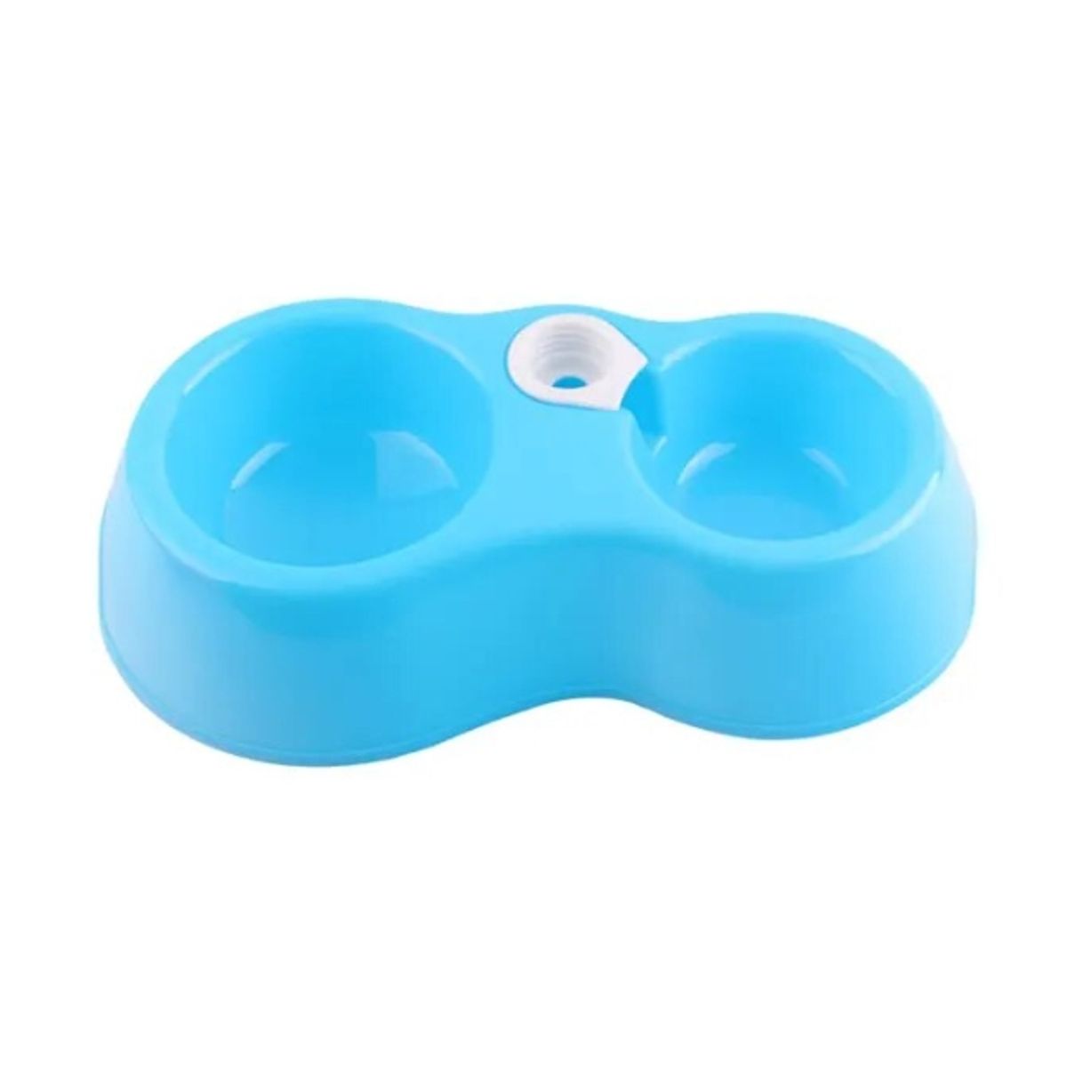 GENERICO - Cuenco Doble Para Perros Y Gatos Celeste Plastico