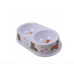 GENERICO - Comedero Doble Para Perros Y Gatos Plastico