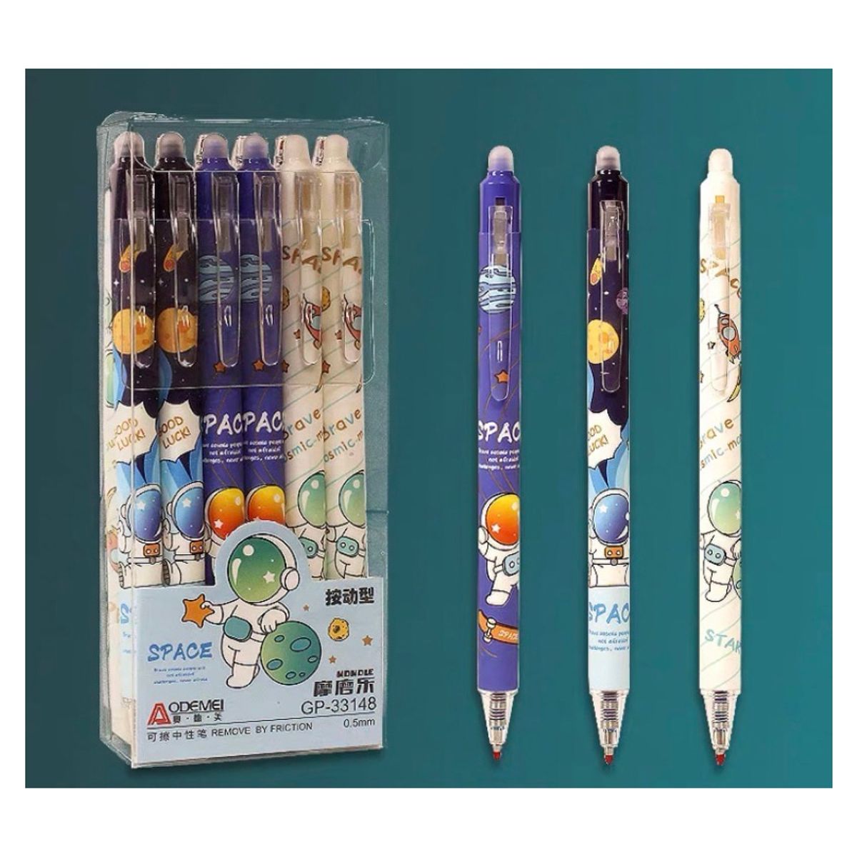 GENERICO - Caja 12 Lápices Tinta Gel 100% Borrable 0.5 Mm Astronauta