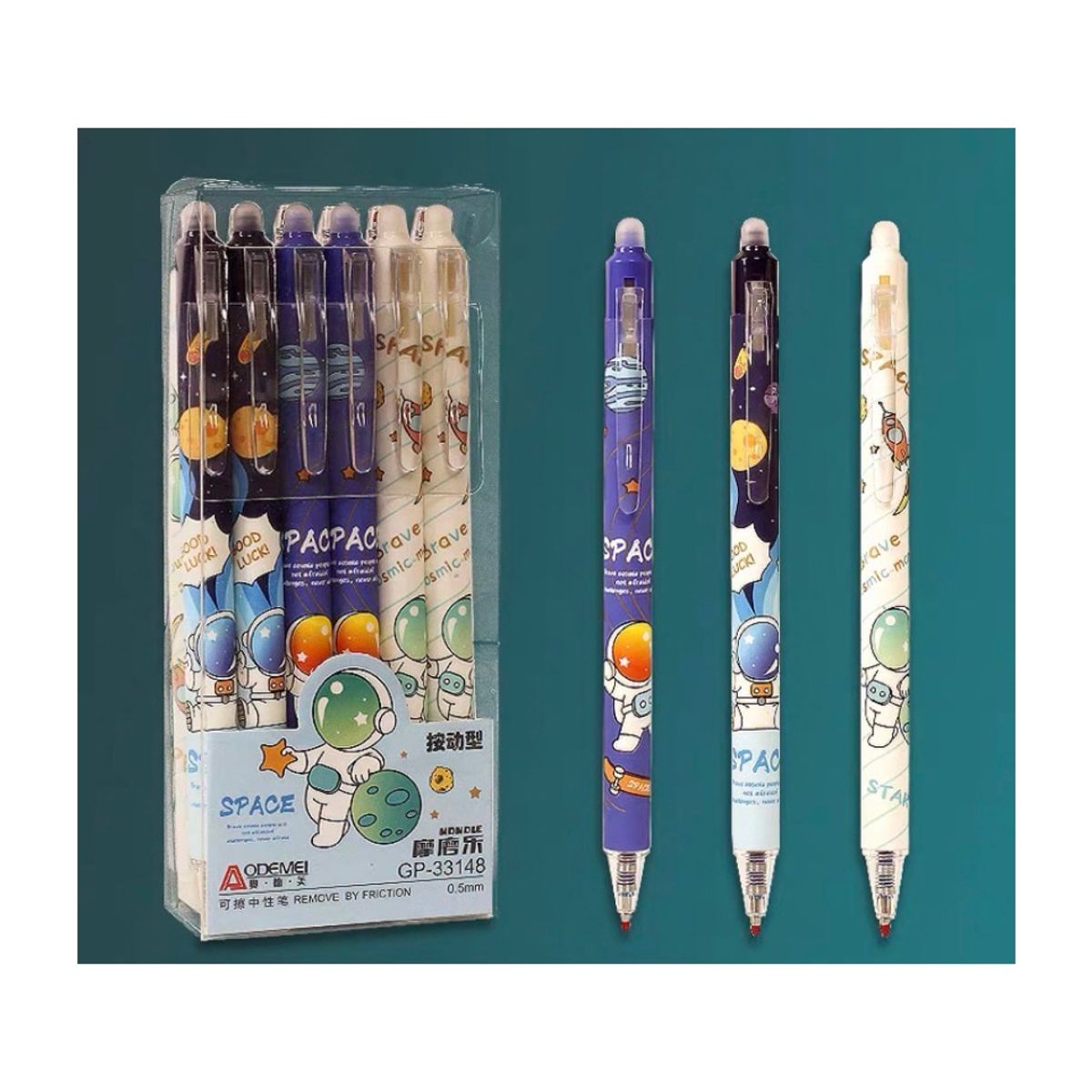 GENERICO - Caja 12 Lápices Tinta Gel 100% Borrable 0.5 Mm Astronauta